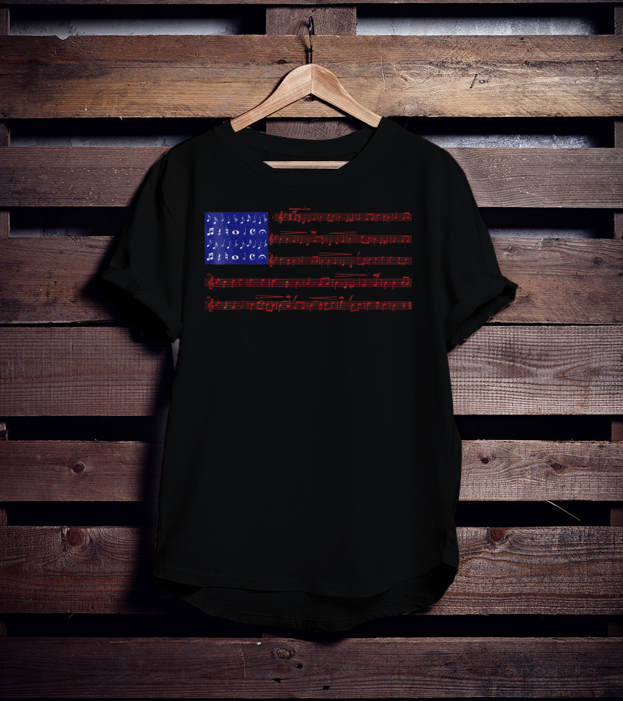 Independence Day American Flag Music Notes Fourth Of July T-Shirt