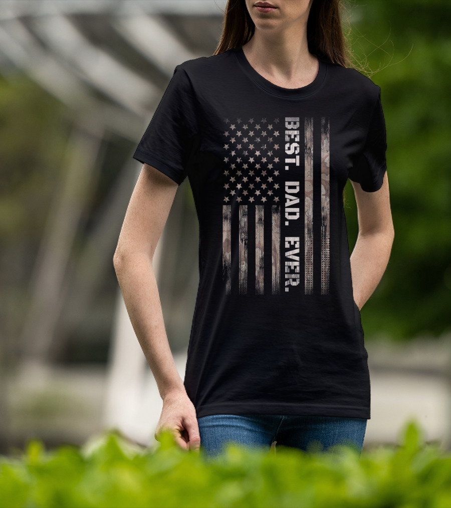 Best Dad Ever American Flag Camo Vintage Fathers T-Shirt