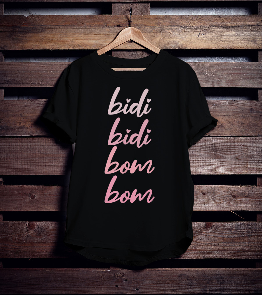 Bidi Bidi Bom Bom Latina Mexican Spanish Cumbia Heart Script T-Shirt