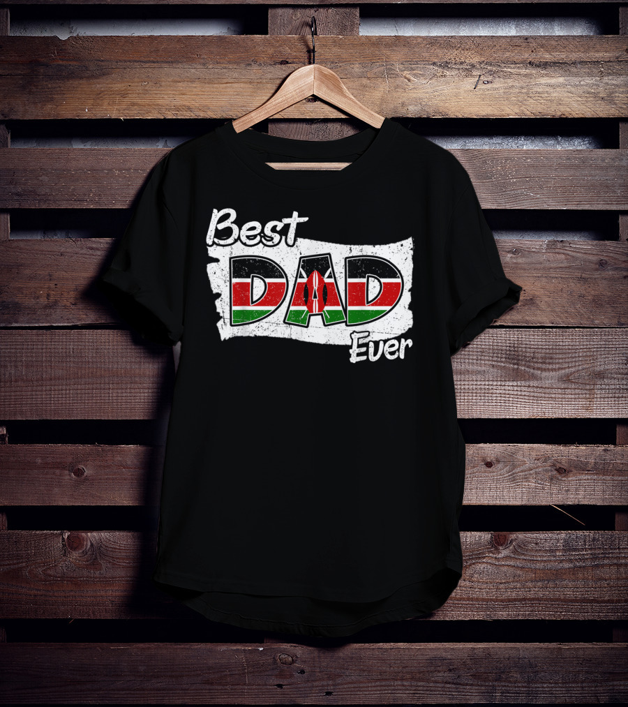 Best Dad Ever Kenyan Flag Map T-Shirt