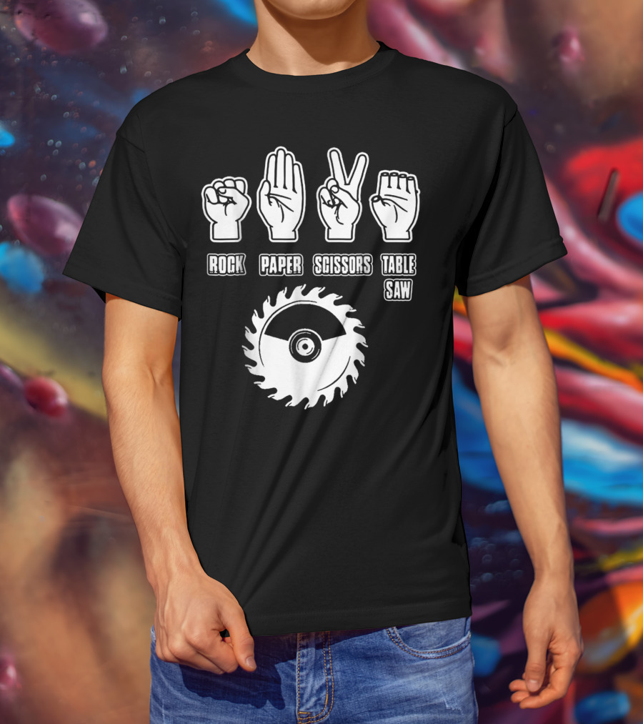 Rock Paper Scissors Table Saw Carpenter T-Shirt