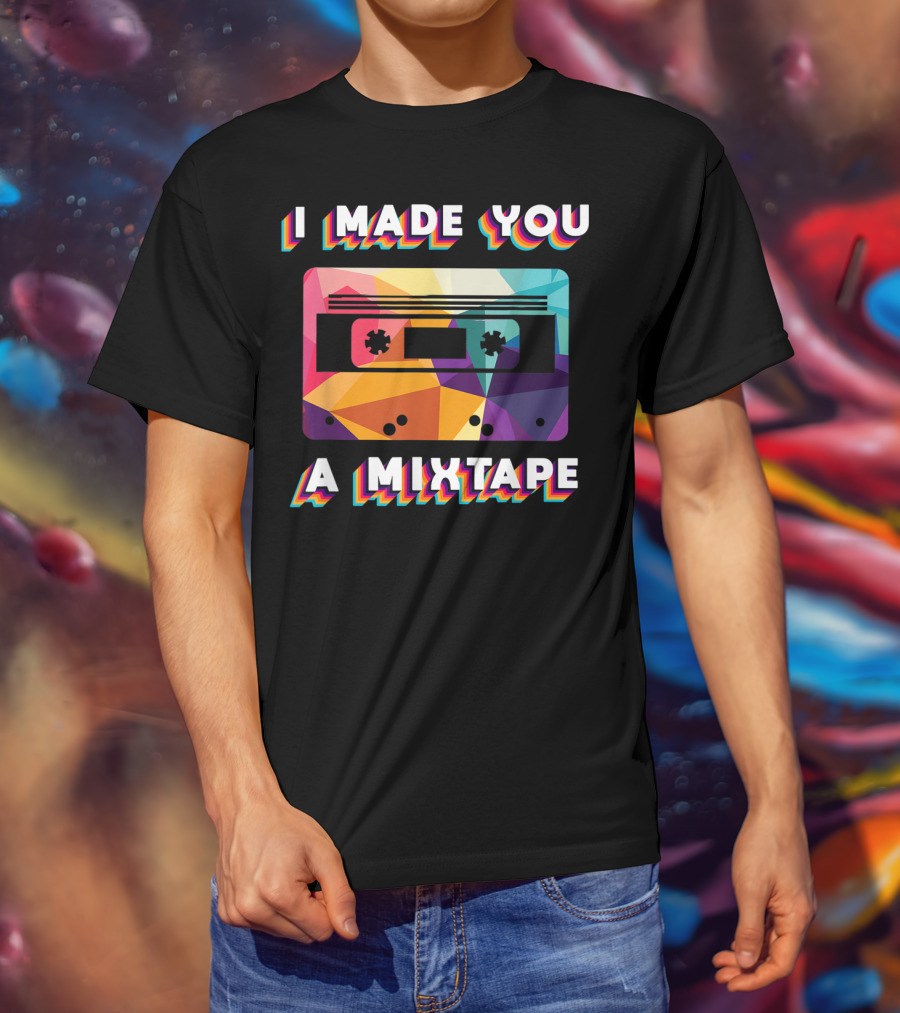 I Made You A Mixtape Colorful Cassette Vintage T-Shirt