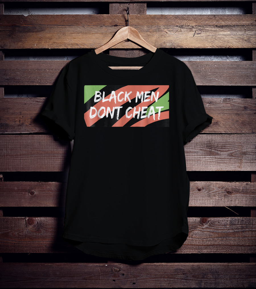 BLACK MEN DONT CHEAT Black Red Green Stripes T-Shirt