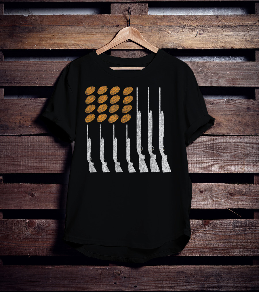 Clay Target Shooting Trap Skeet American Flag Shotguns T-Shirt