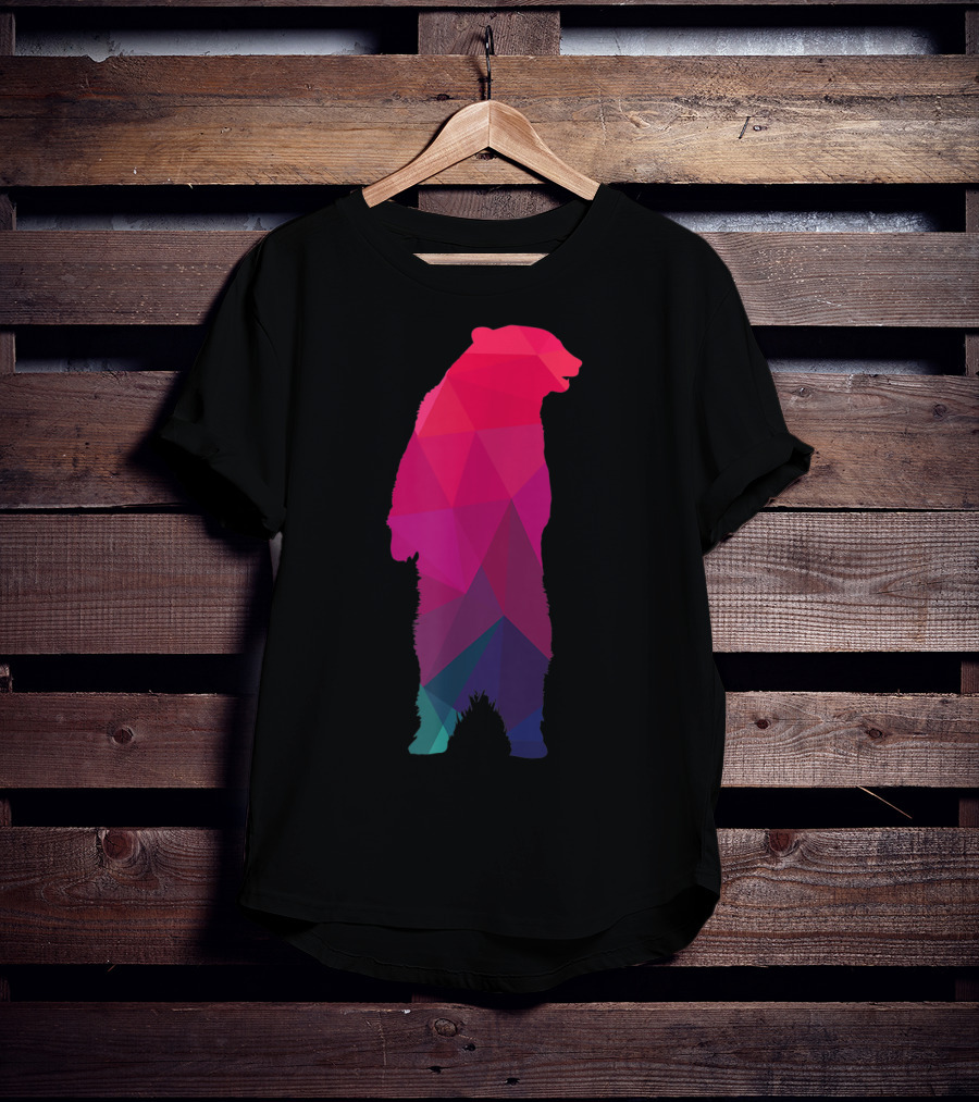 Colorful Geometric Pattern Fractal Bear T-Shirt
