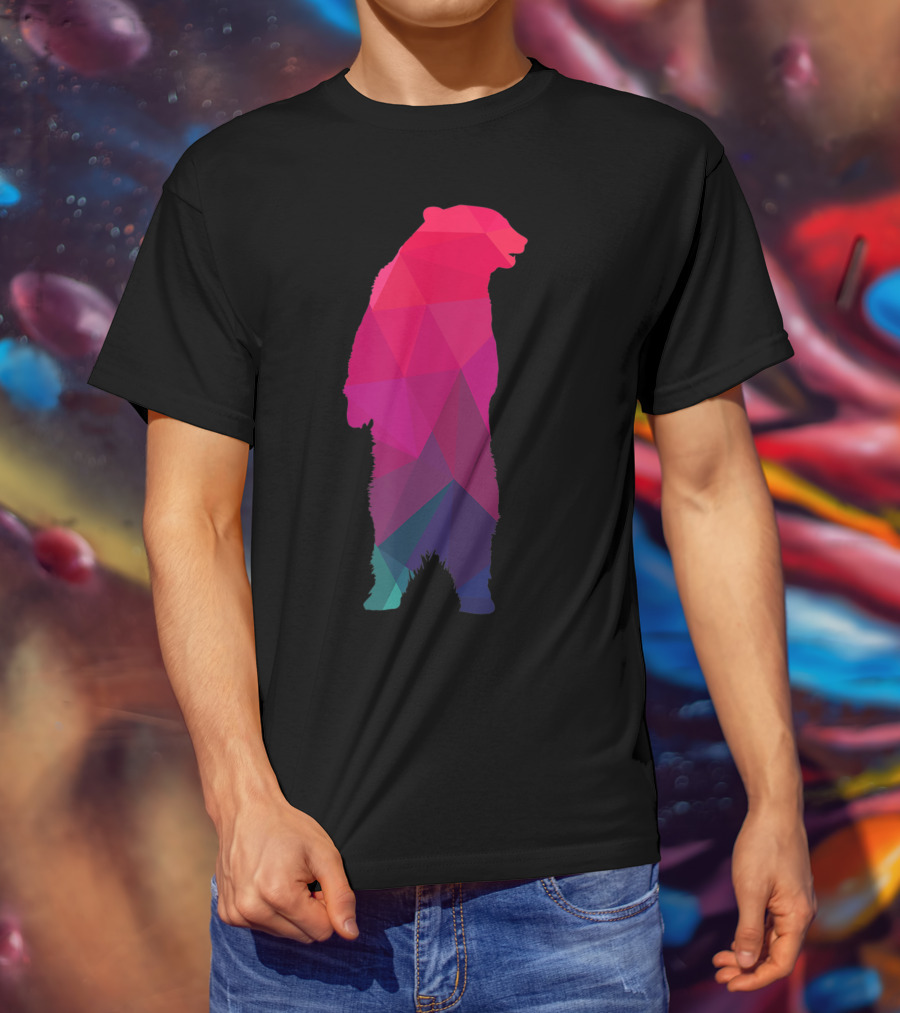 Colorful Geometric Pattern Fractal Bear T-Shirt