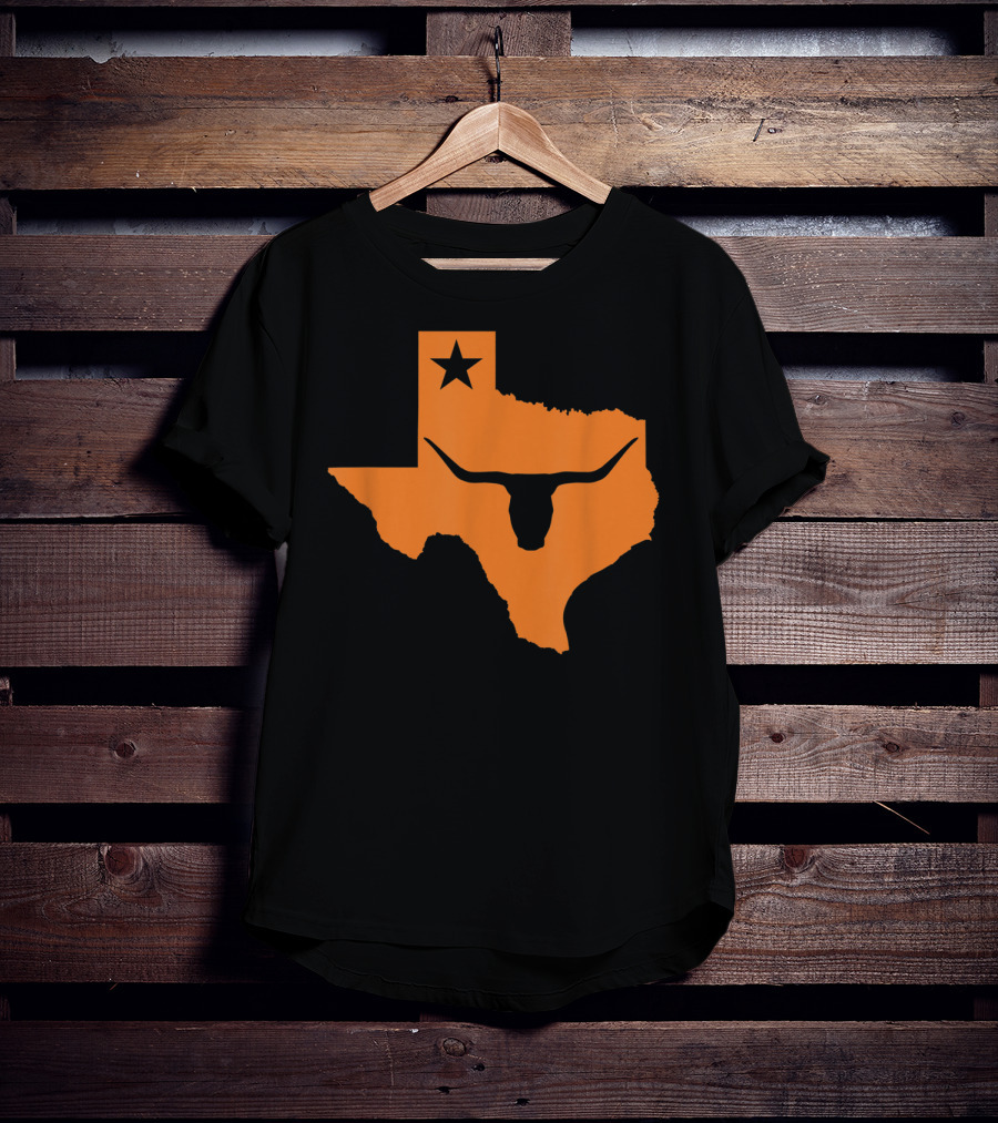 Texas Longhorn Bull Orange State Star T-Shirt
