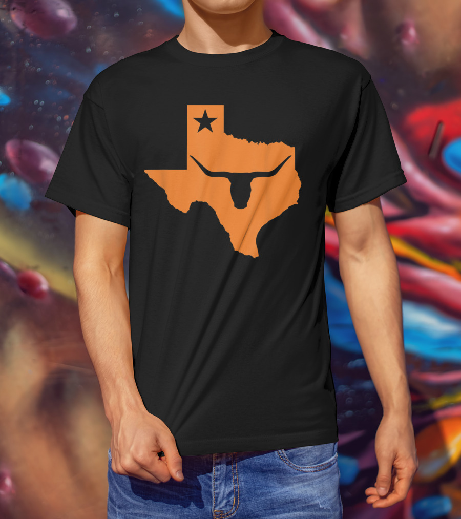 Texas Longhorn Bull Orange State Star T-Shirt