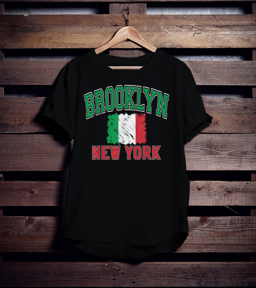 Brooklyn New York Italian Flag Varsity T-Shirt