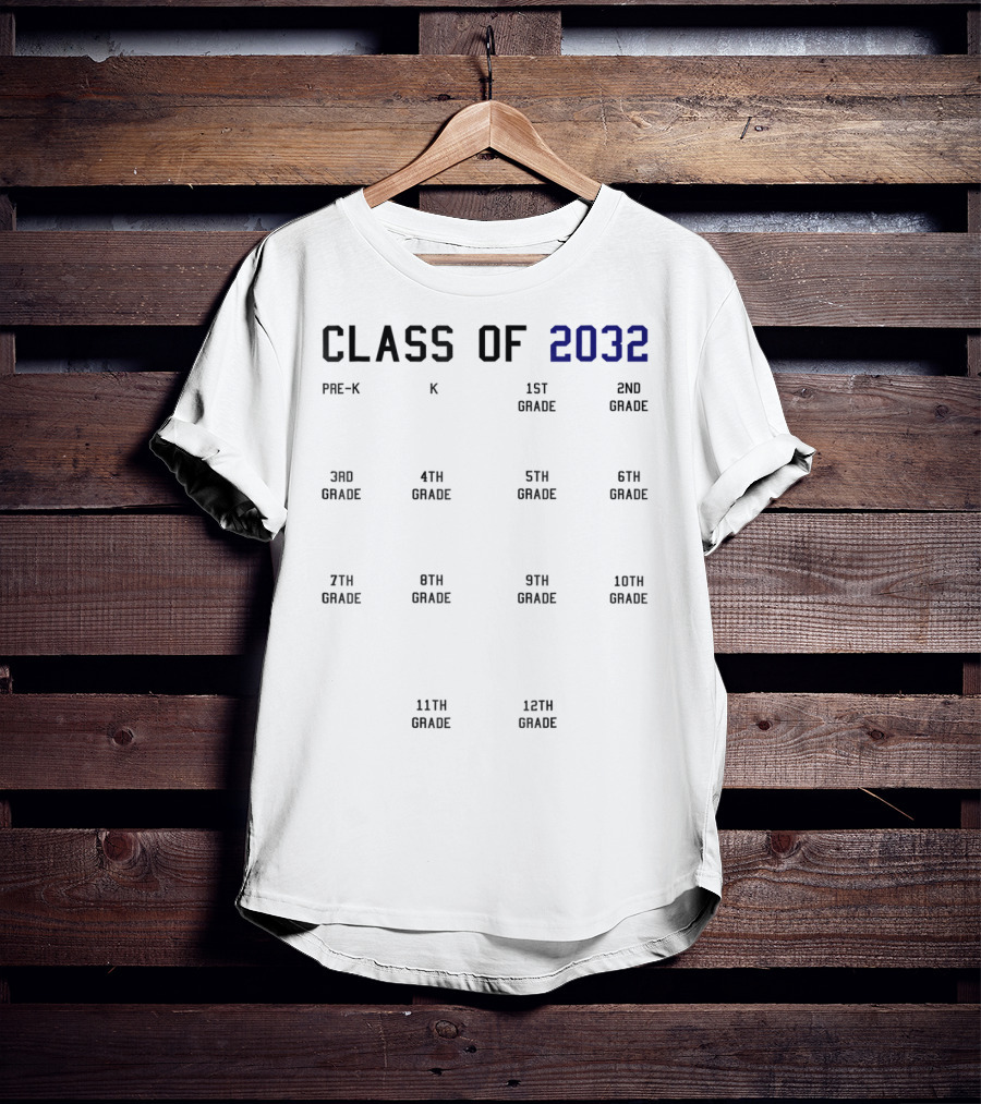 Class Of 2032 Pre-K To 12th Grade Progression T-Shirt