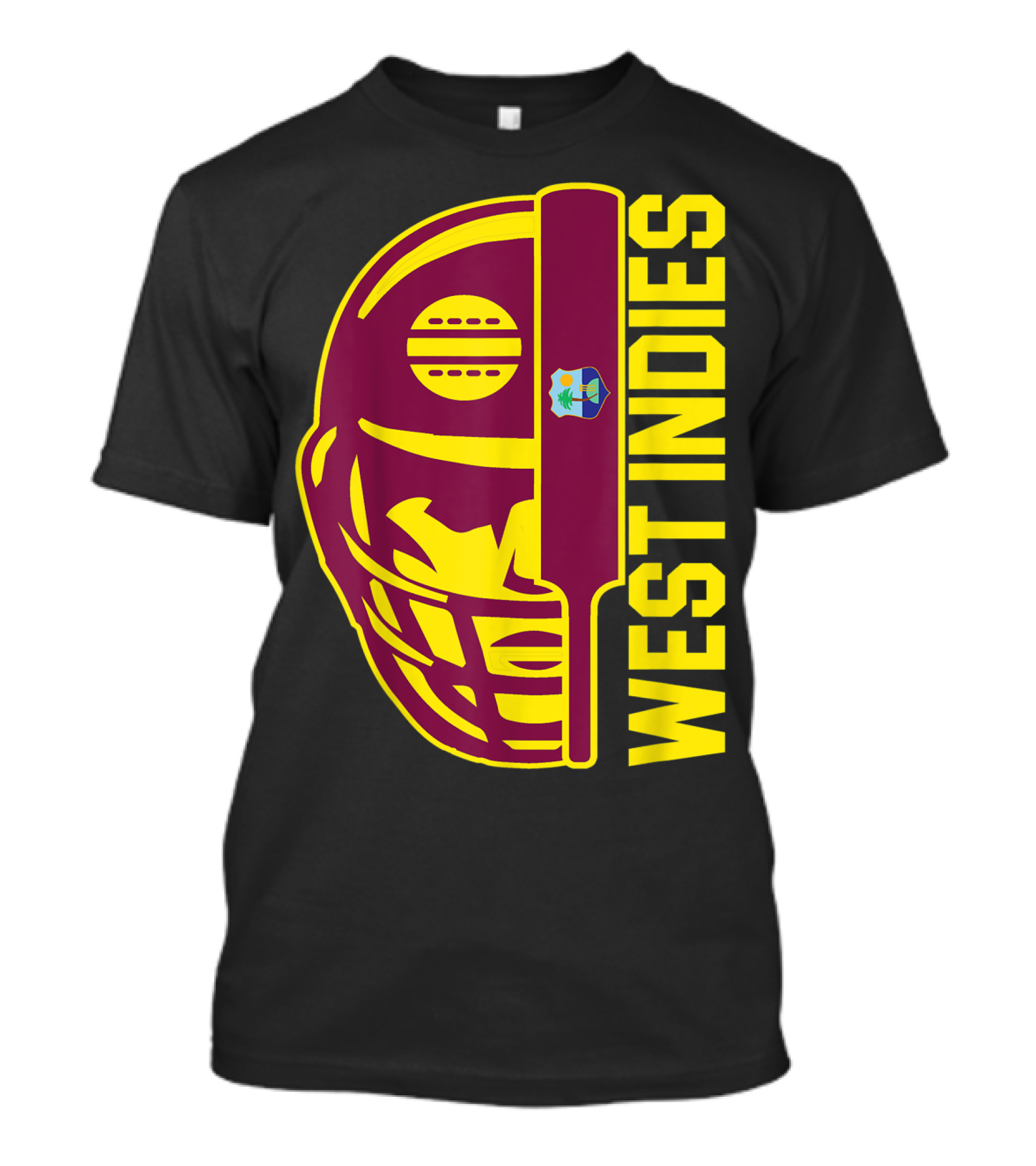 West Indies Cricket Fan Helmet Emblem With Ball And Bat T-Shirt