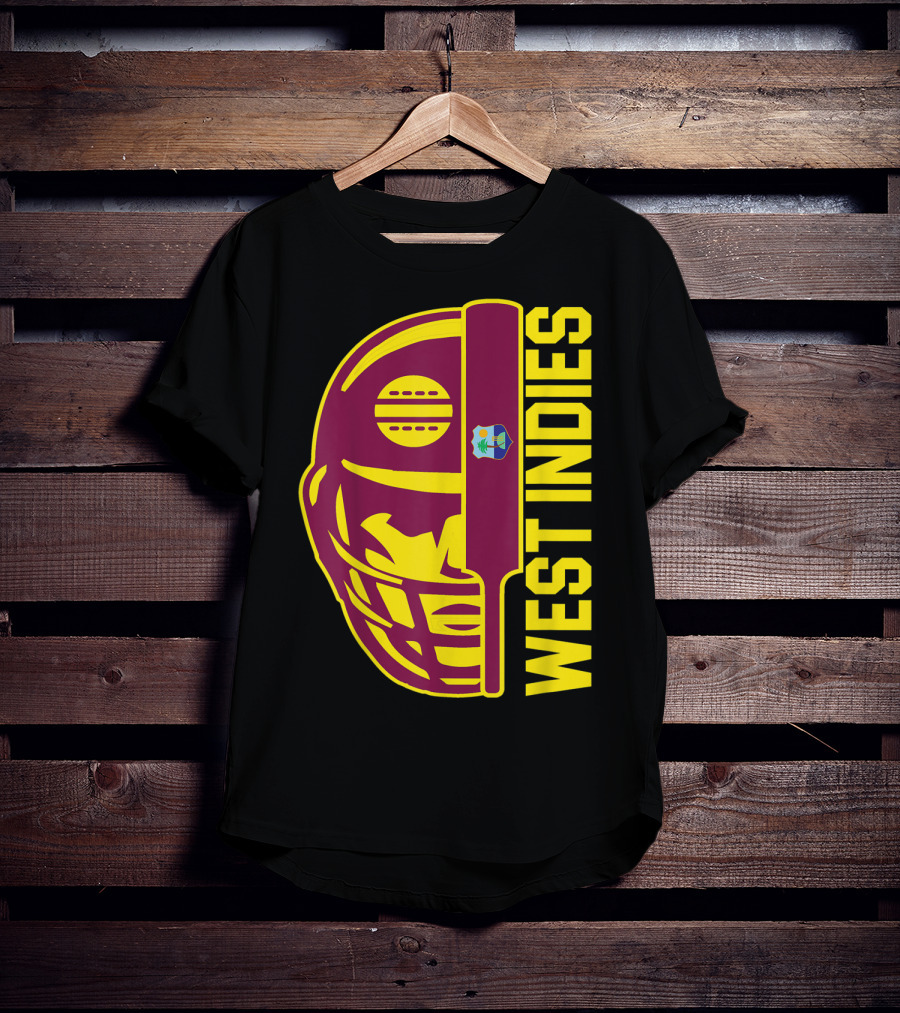 West Indies Cricket Fan Helmet Emblem With Ball And Bat T-Shirt