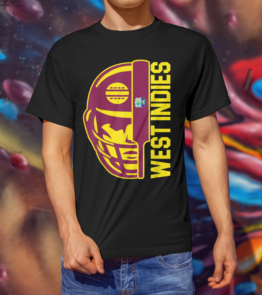 West Indies Cricket Fan Helmet Emblem With Ball And Bat T-Shirt