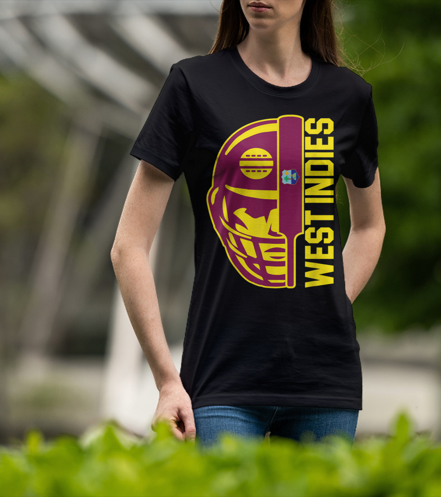 West Indies Cricket Fan Helmet Emblem With Ball And Bat T-Shirt