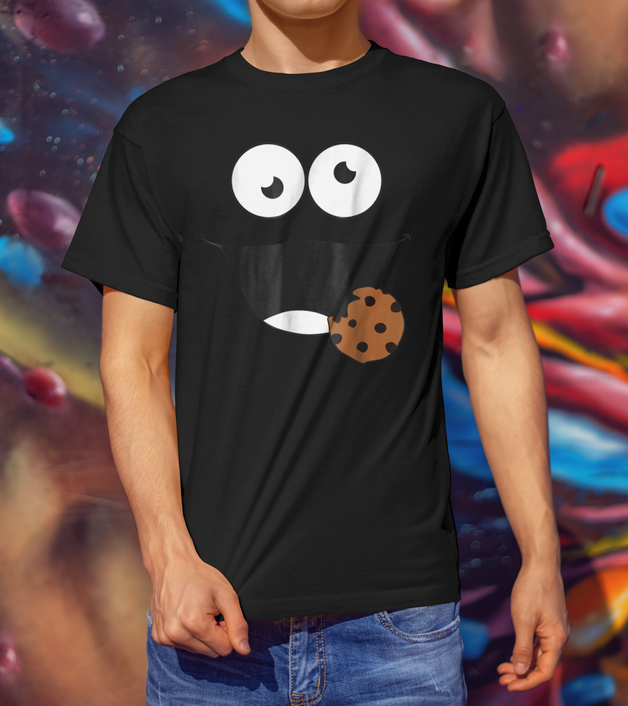 Cute Monster Cookie Funny Face Eating Cookie T-Shirt