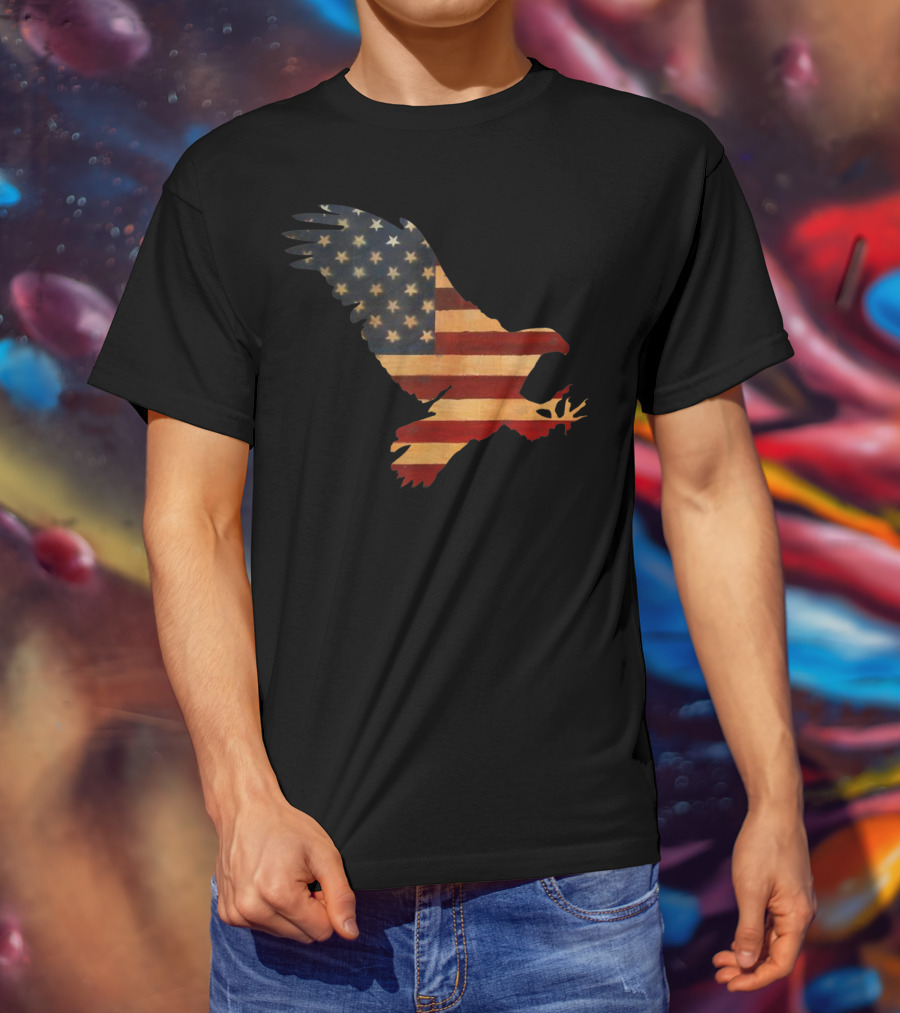 American Flag Eagle Silhouette Cool T-Shirt