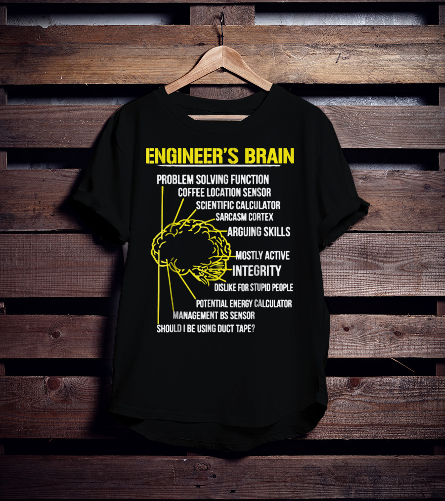 Engineer's Brain Problem Solving Scientific Calculator Coffee Sensor Sarcasm Cortex Duct Tape Integrity T-Shirt