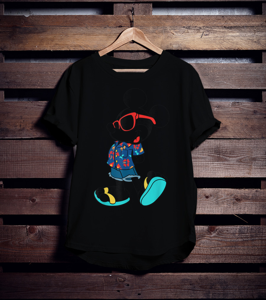 Disney Mickey Mouse Hawaiian Shirt With Sunglasses Summer T-Shirt