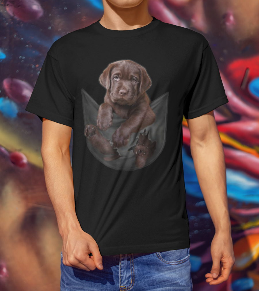 Chocolate Labrador Dog In Your Pocket T-Shirt