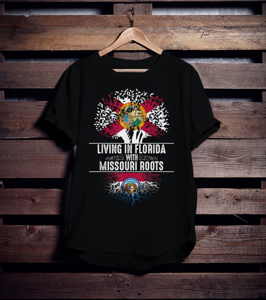 Living In Florida With Missouri Roots State Tree Flag T-Shirt