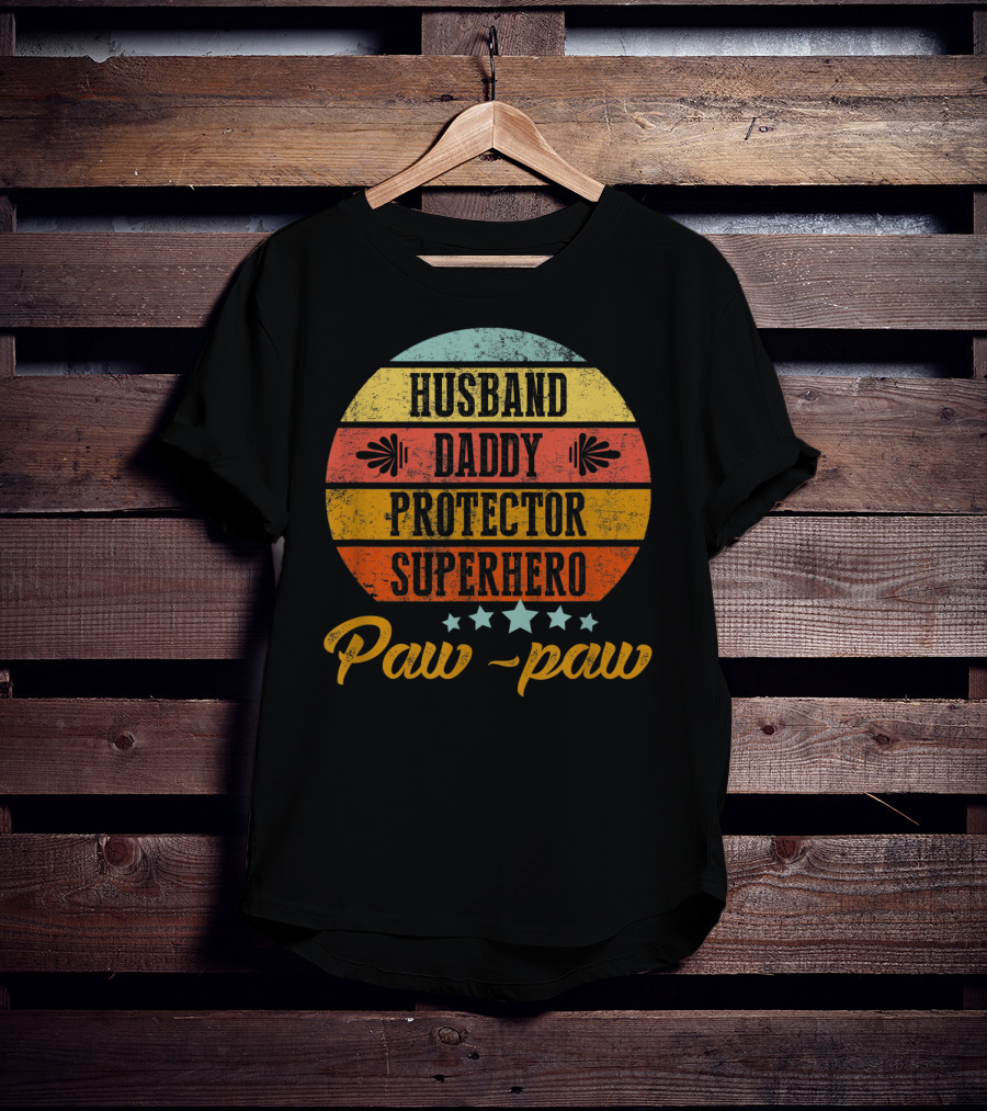 Husband Daddy Protector Superhero Paw-Paw T-Shirt