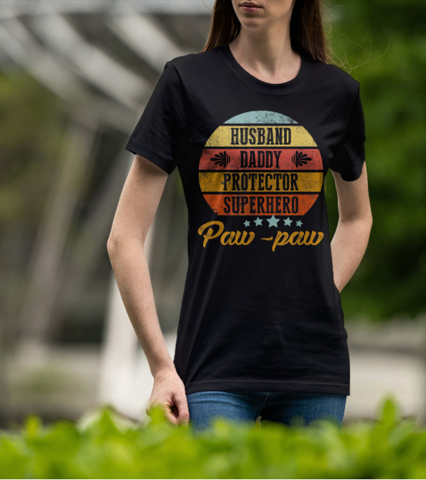 Husband Daddy Protector Superhero Paw-Paw T-Shirt
