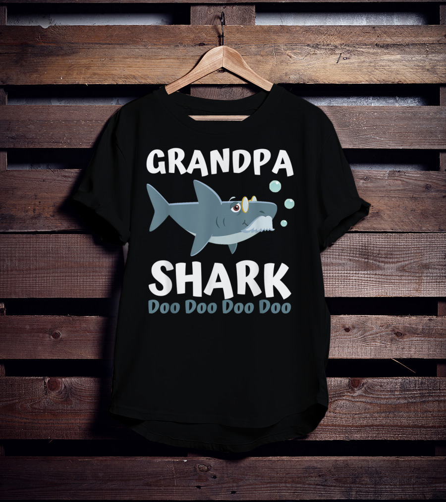 Fathers Day Grandpa Shark Doo Doo Doo Doo From Wife Kids Baby T-Shirt