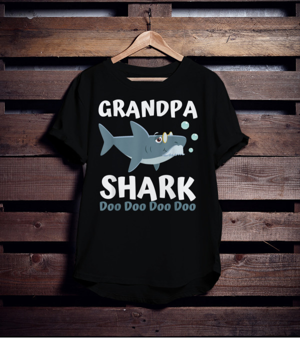 Fathers Day Grandpa Shark Doo Doo Doo Doo From Wife Kids Baby T-Shirt
