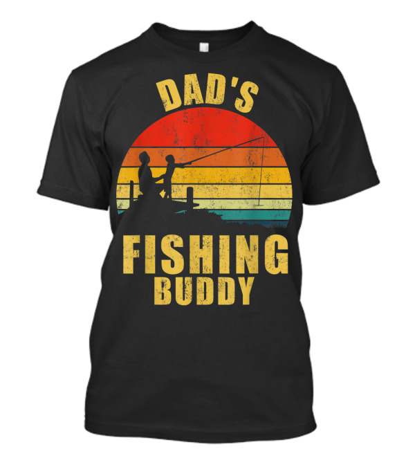 Dad's Fishing Buddy Sunset Retro T-Shirt
