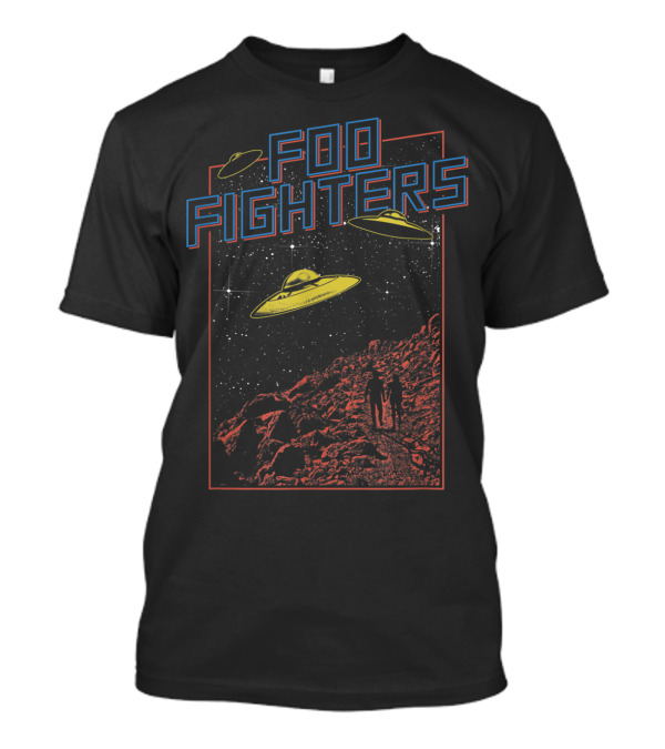 Foo Fighters UFO And Space Scene With Astronauts And Starry Sky T-Shirt