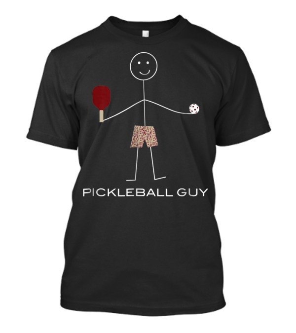 Pickleball Guy Funny Stick Figure Paddle Sports Humor T-Shirt