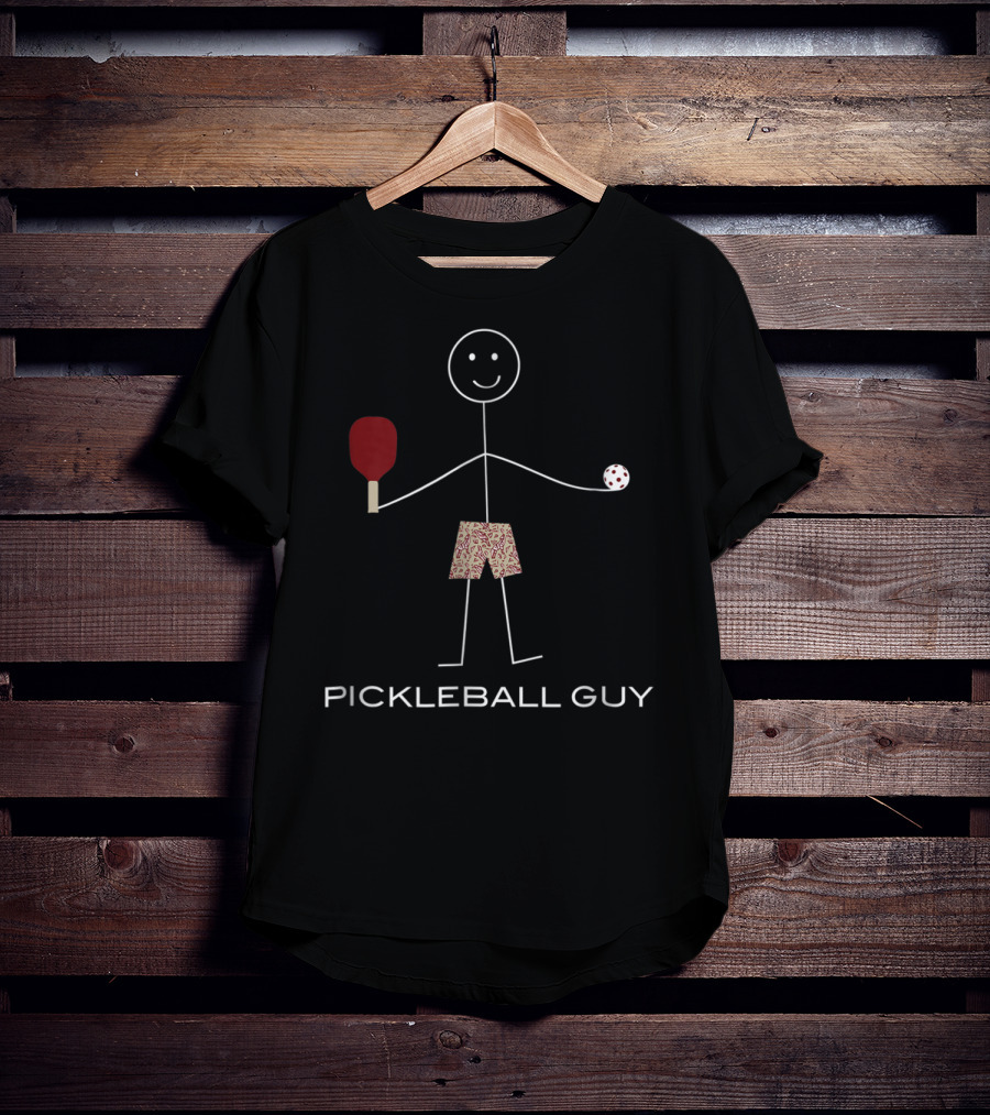 Pickleball Guy Funny Stick Figure Paddle Sports Humor T-Shirt