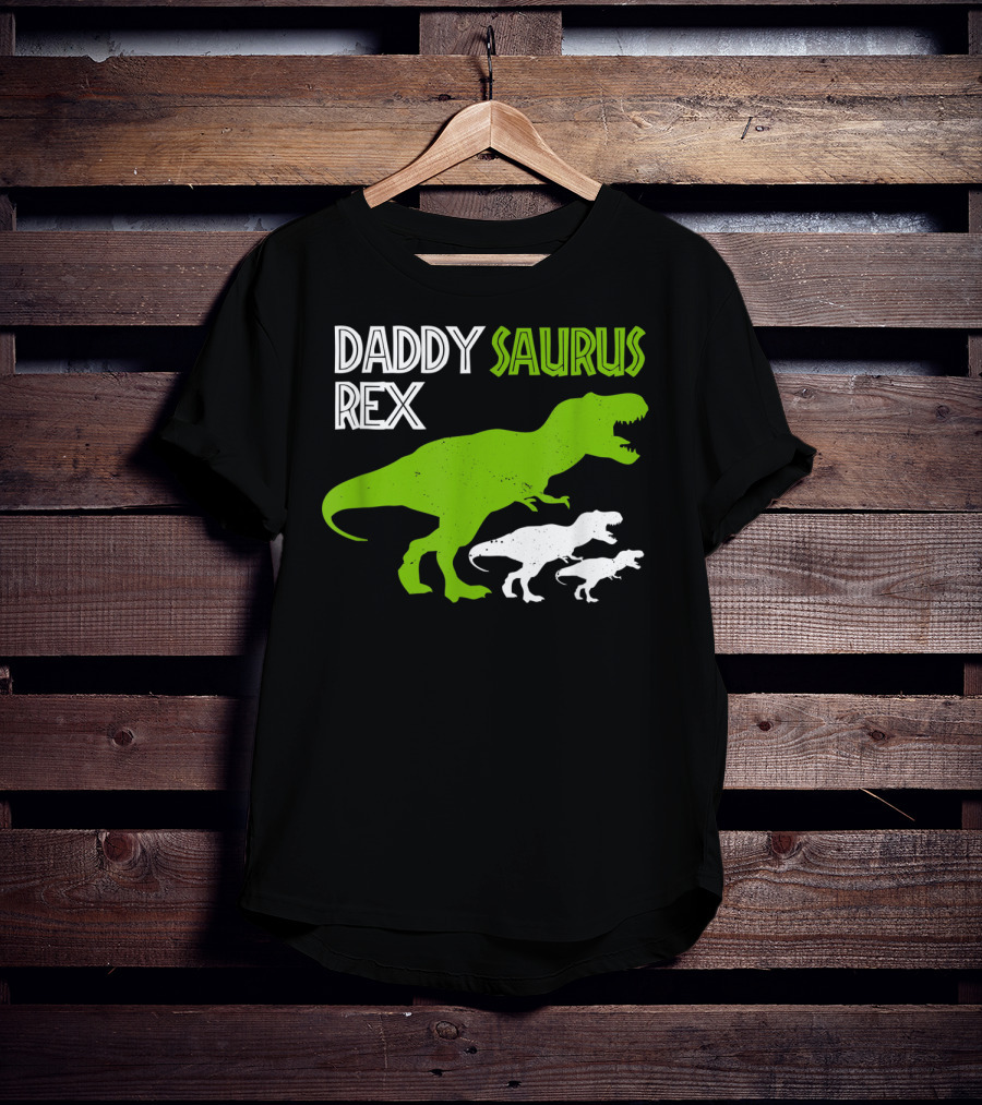 Funny Father's Day Daddysaurus Rex Dinosaur Dad And Kids T-Rex T-Shirt