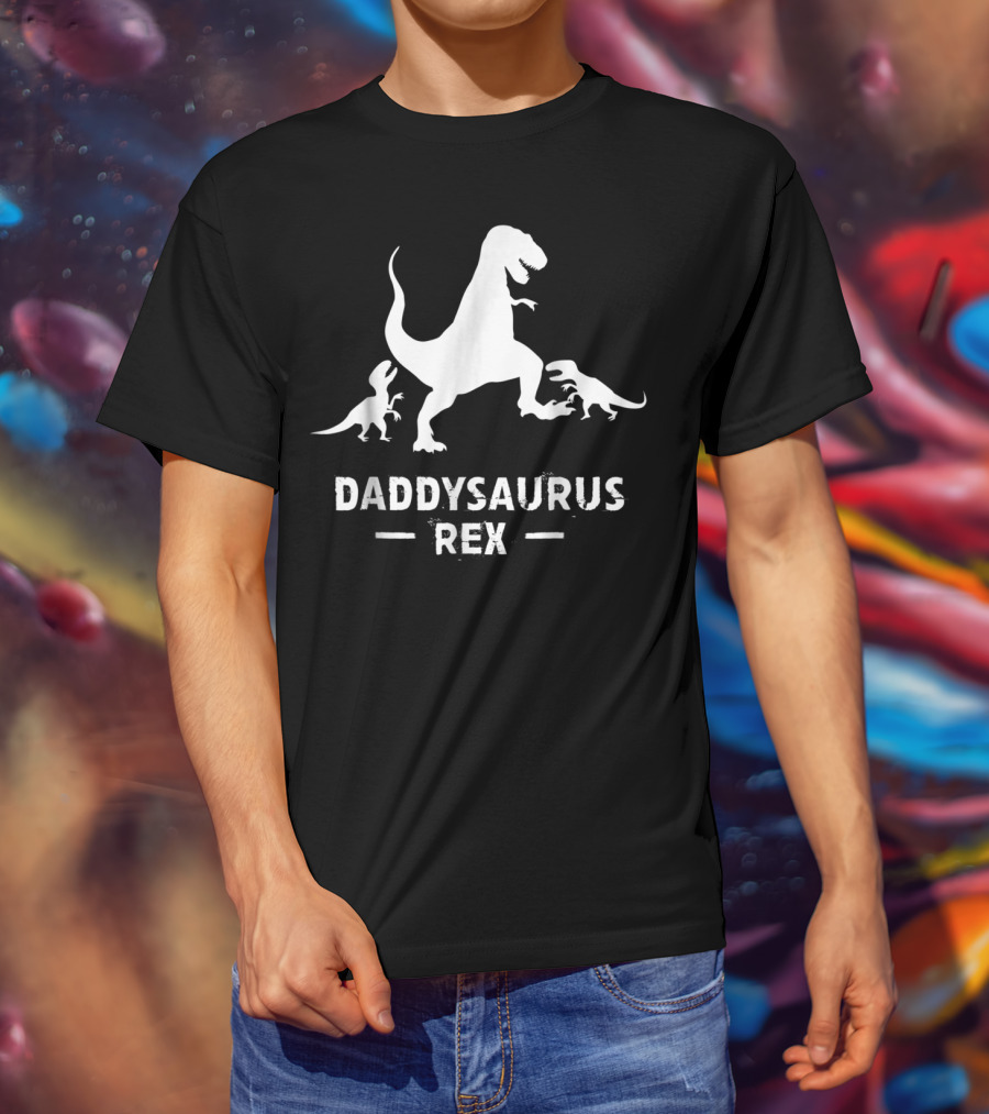 Father's Day Daddysaurus Rex With Dinosaur Family T-Shirt