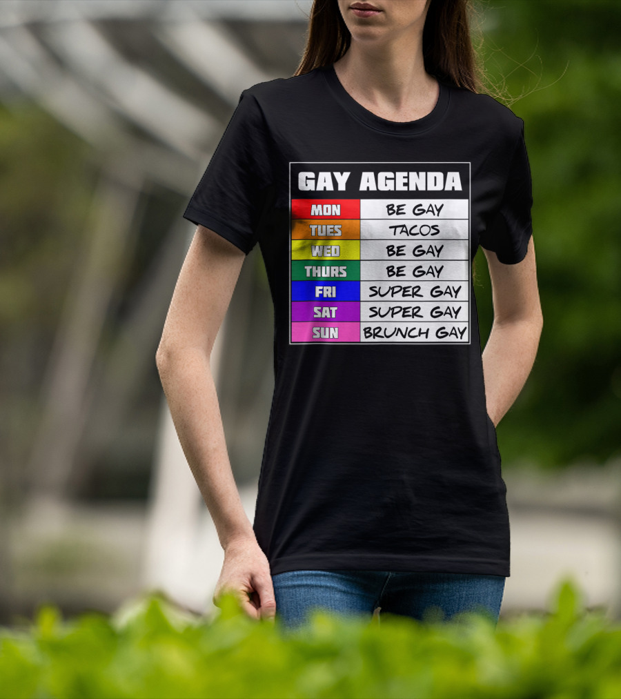 Gay Agenda Be Gay Tacos Super Gay Brunch Gay T-Shirt