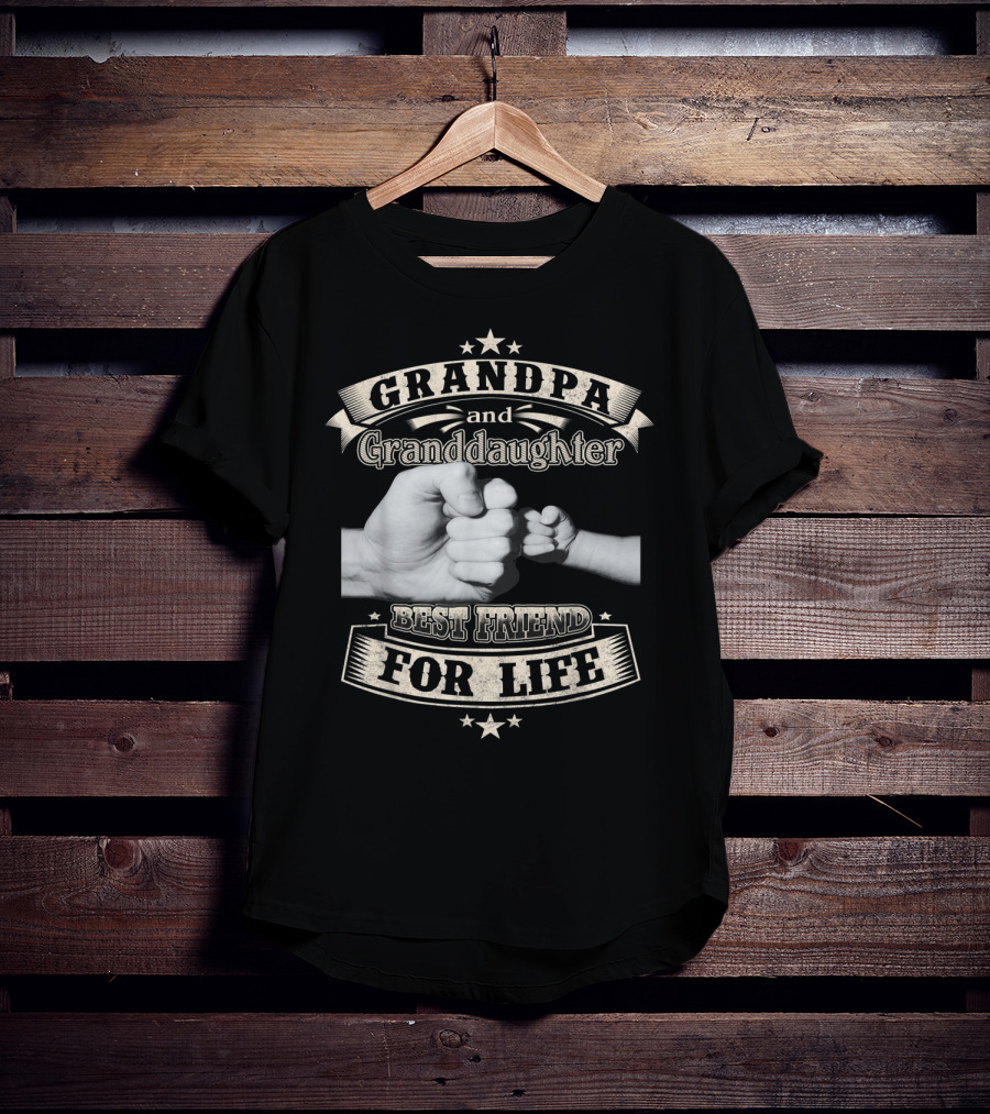 Grandpa And Granddaughter Fist Bump Best Friend For Life With Stars T-Shirt