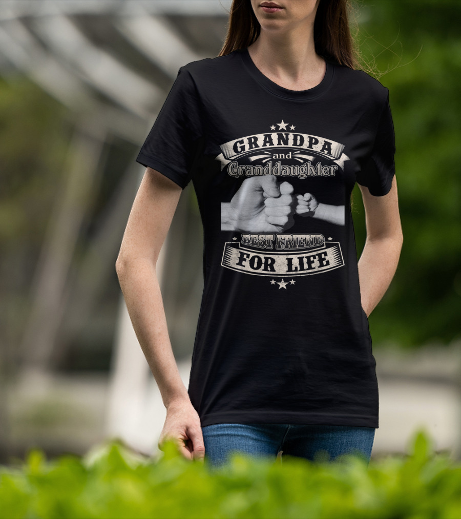 Grandpa And Granddaughter Fist Bump Best Friend For Life With Stars T-Shirt