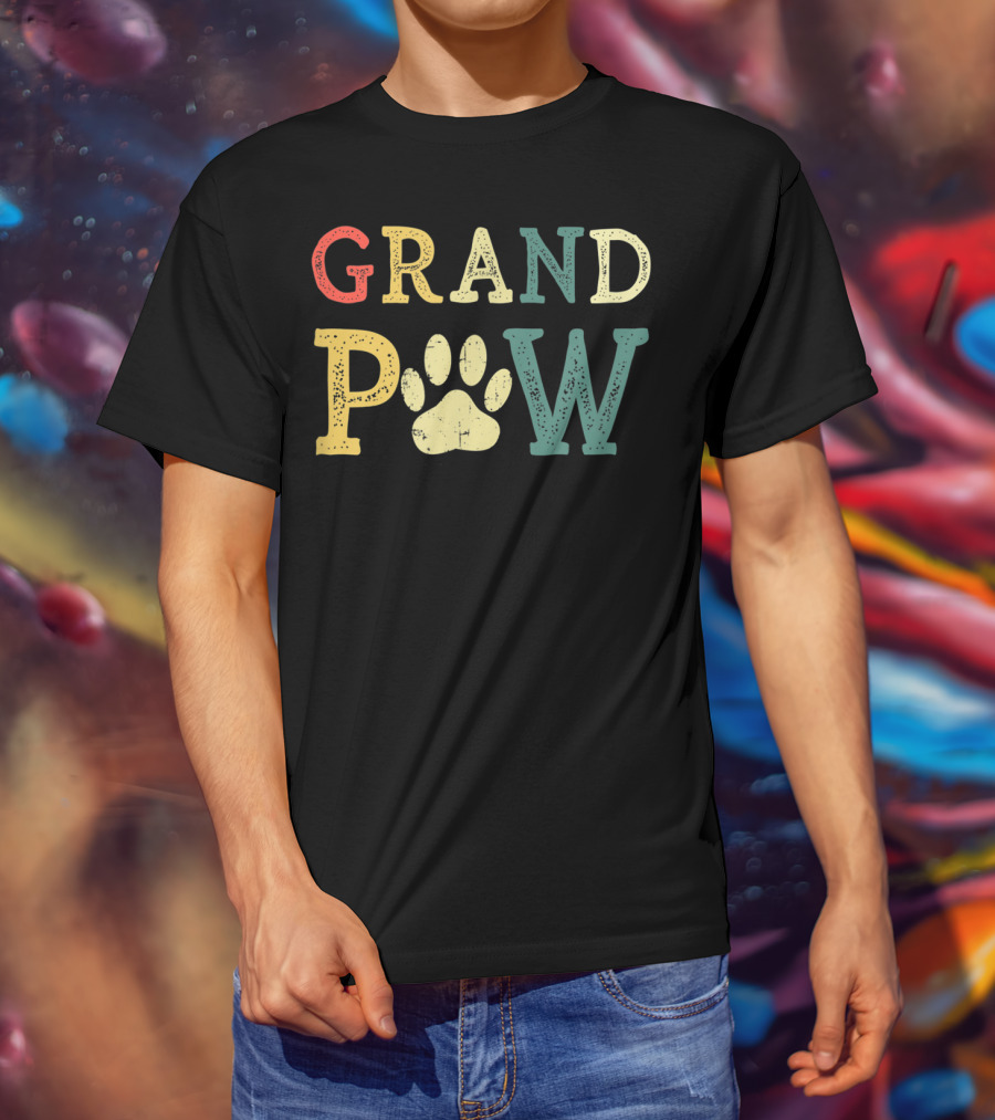 Grandpaw Dog Lover Paw Print Grandpa T-Shirt