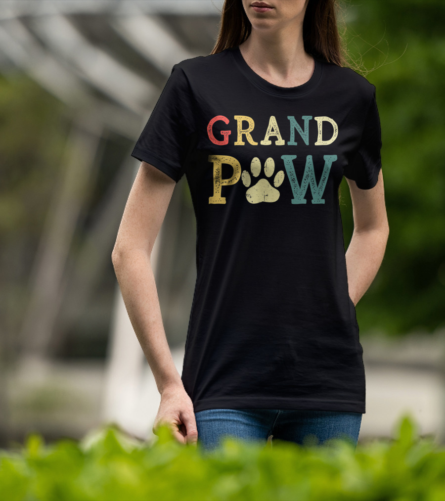 Grandpaw Dog Lover Paw Print Grandpa T-Shirt