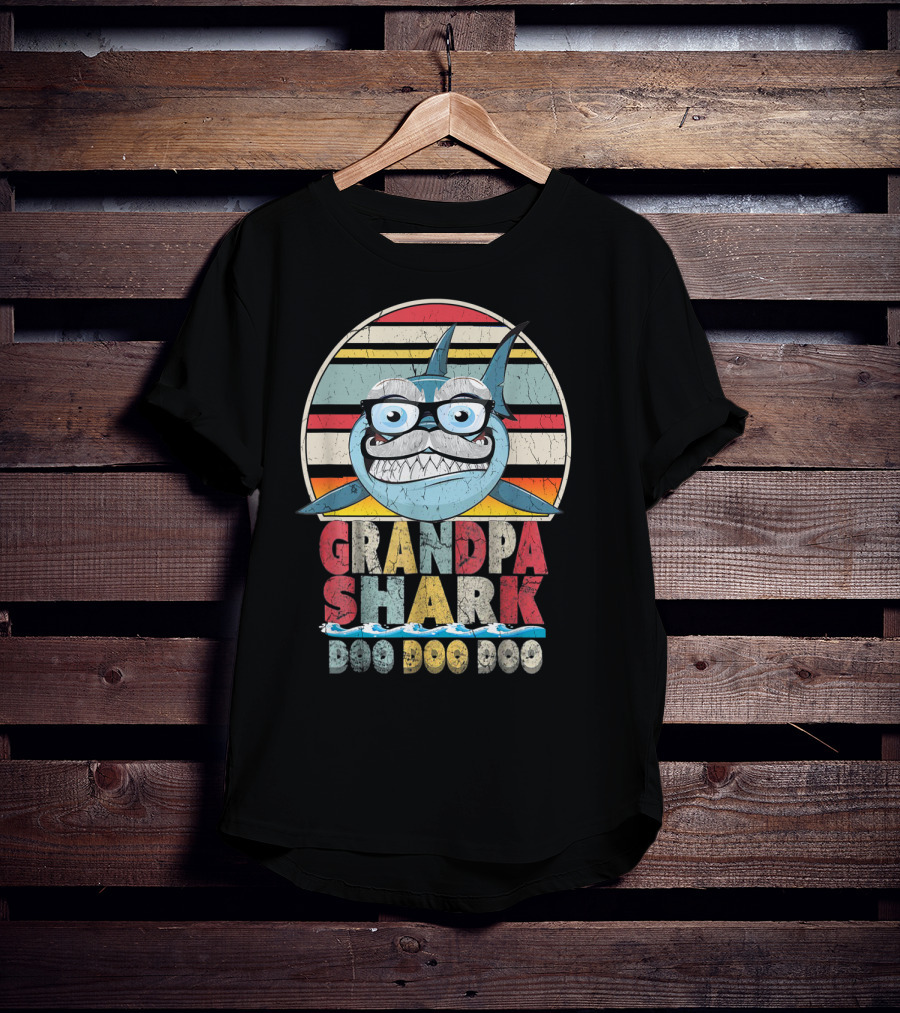 Grandpa Shark Doo Doo Doo Cute Vintage Fun T-Shirt