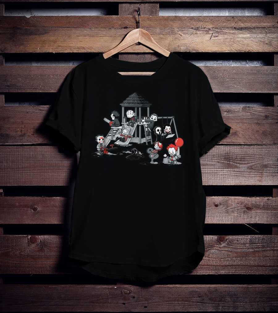 Funny Scary Playground Horror Movie Villain Puppet Doll T-Shirt