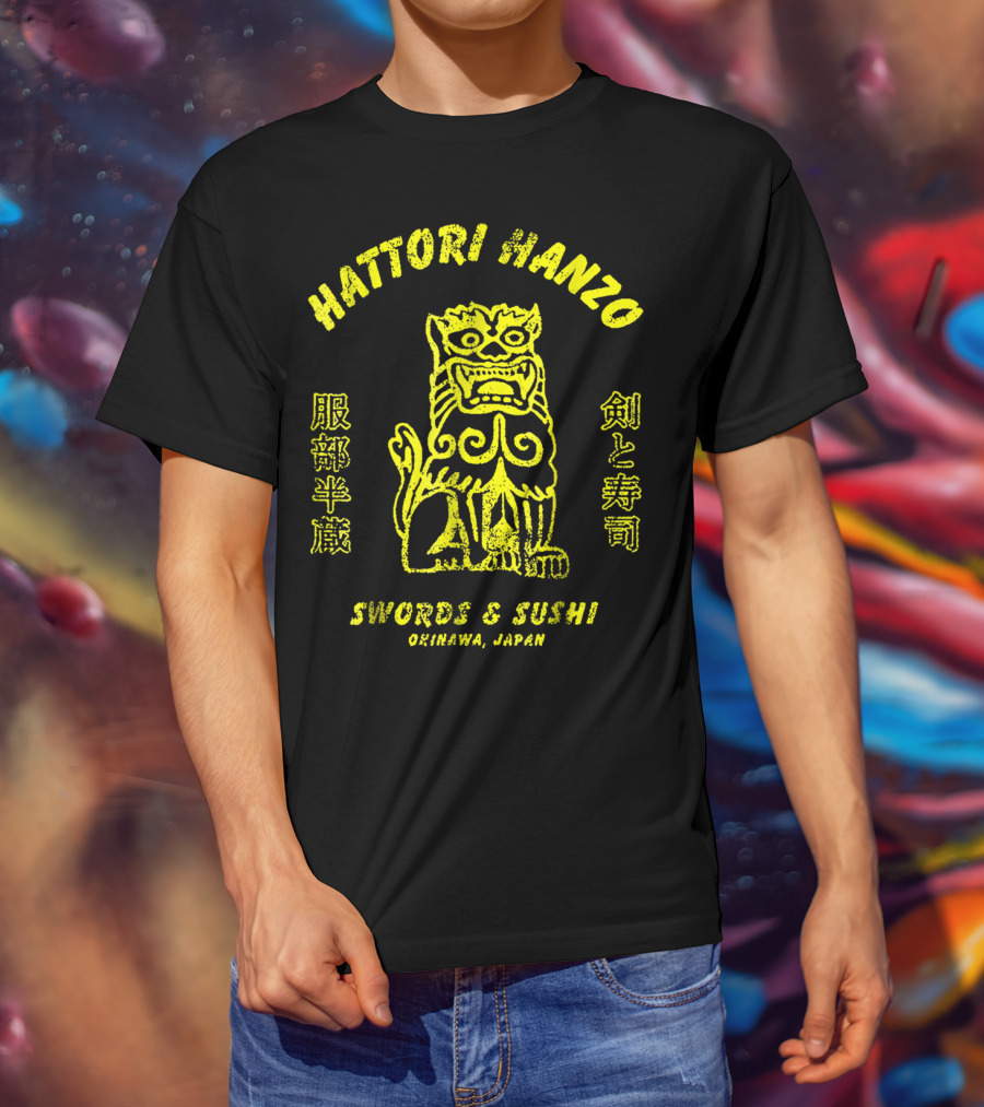 Hattori Hanzo Swords And Sushi Okinawa Japan Lion T-Shirt