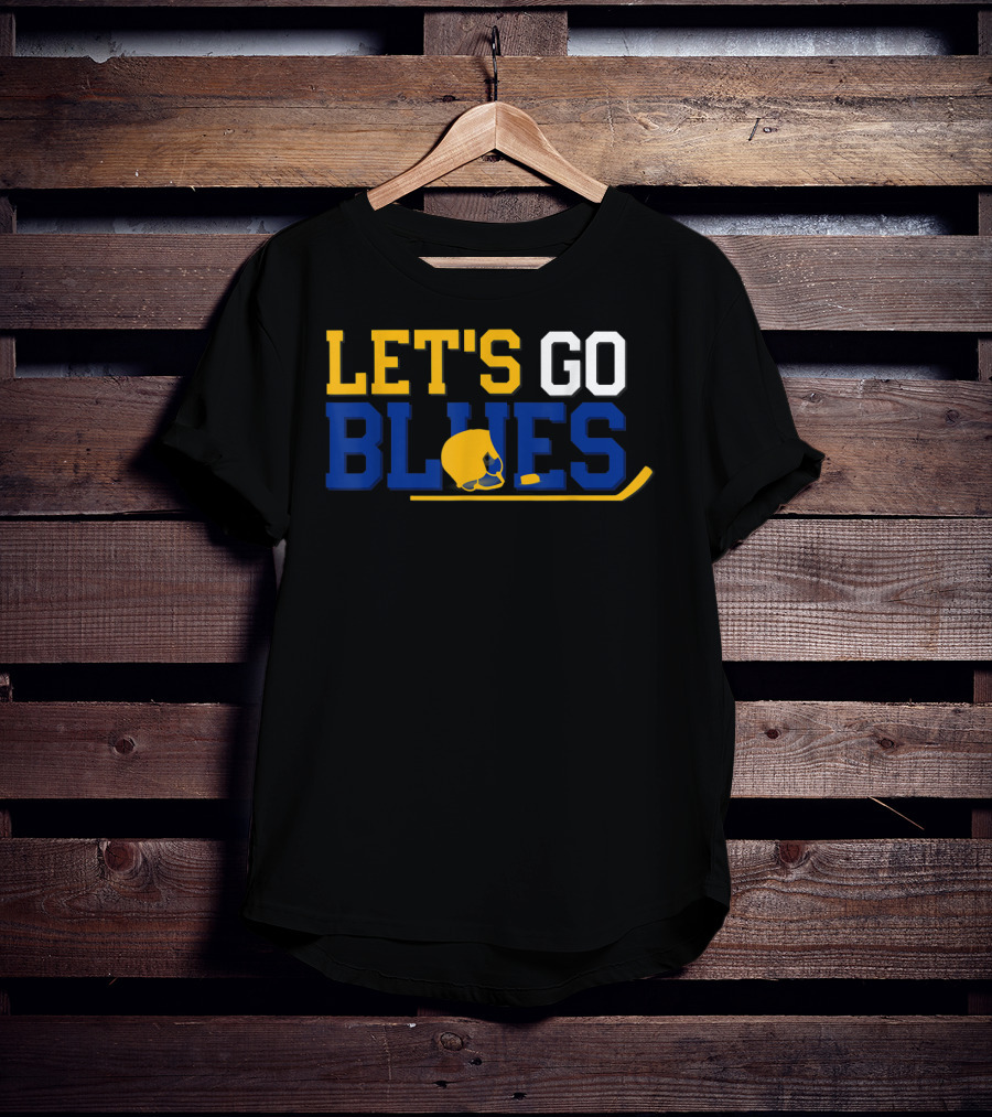 Hockey Fan Let's Go Blues Cheering Victory Celebr With Helmet And Stick T-Shirt