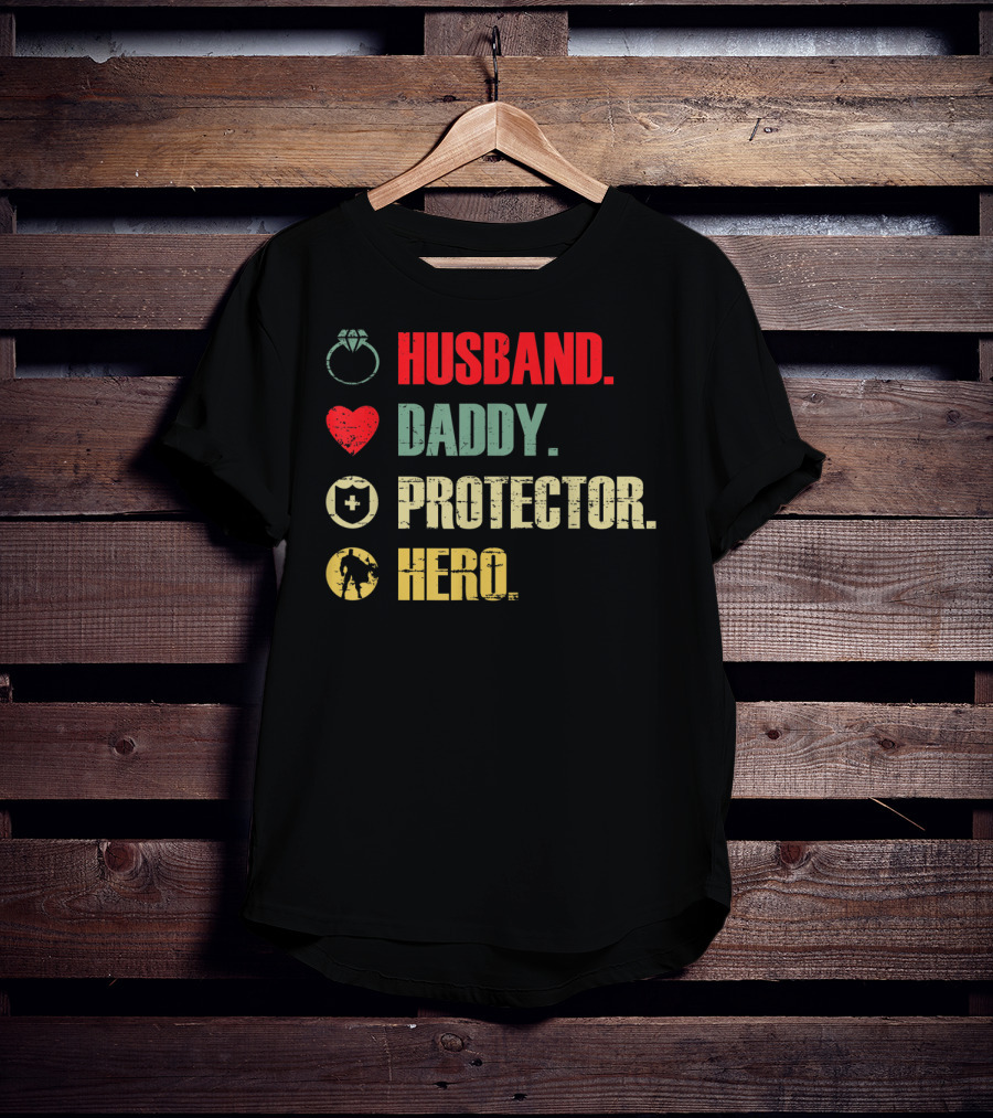 Husband Daddy Protector Hero Ring Heart Cross Soldier T-Shirt