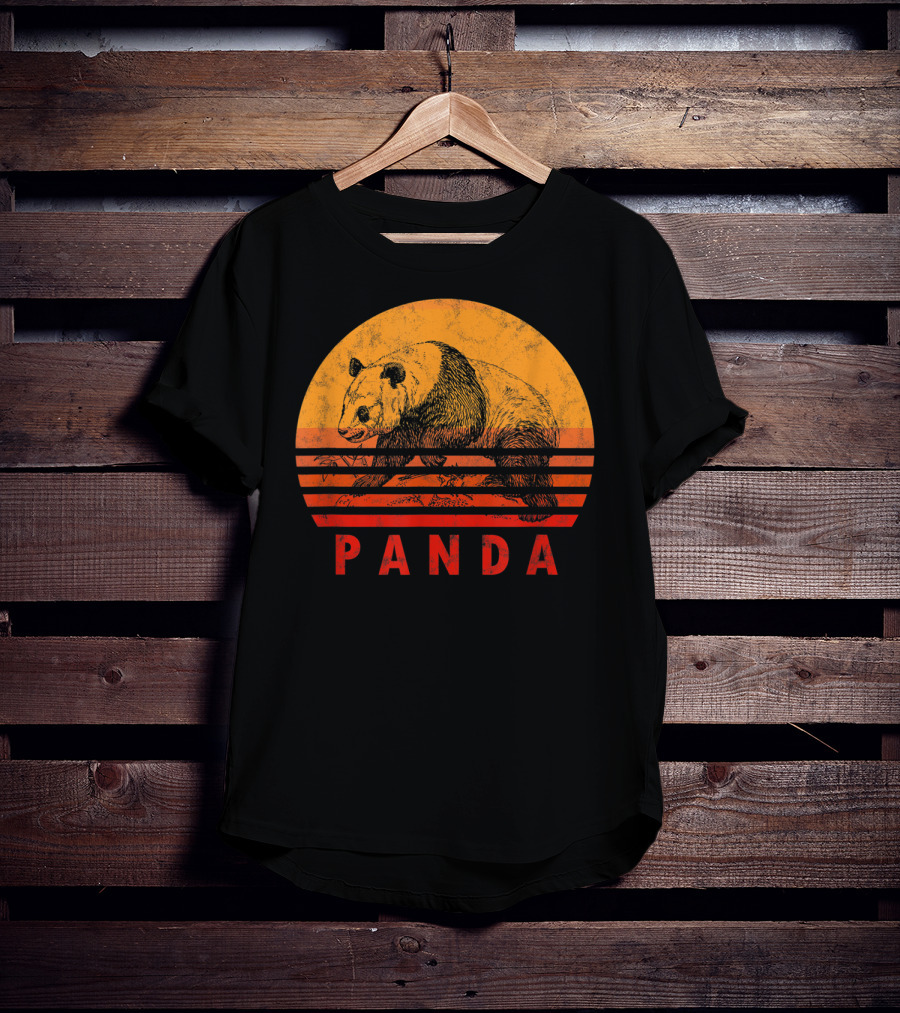 Vintage Panda Bear Sunset Illustration Panda Lover T-Shirt