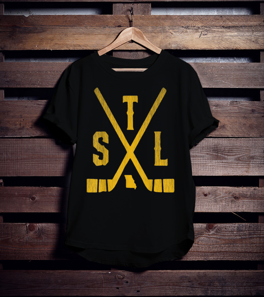 STL Ice Hockey Sticks Missouri State Outline T-Shirt