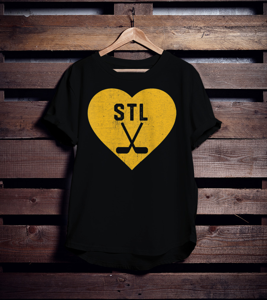 STL Heart With Hockey Sticks St Louis Hockey T-Shirt