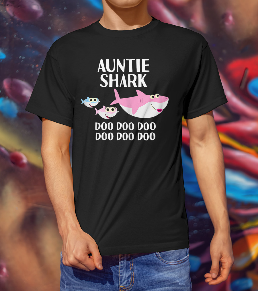 Auntie Shark Doo Doo Mother's Day Catchy Family Fun T-Shirt