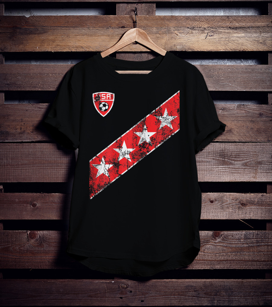USA Soccer Stars Emblem With Red And White Stripes T-Shirt