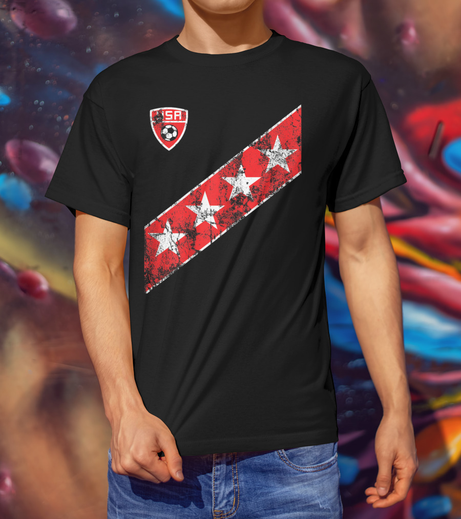 USA Soccer Stars Emblem With Red And White Stripes T-Shirt